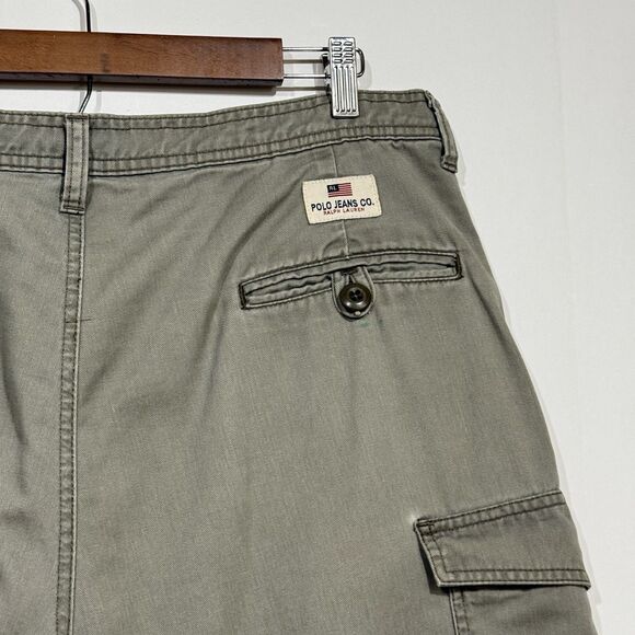 VTG Polo Ralph Lauren Shorts Mens Size 36 Olive Drab Green Cargo Hiking Outdoors - Picture 7 of 11
